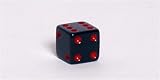 16mm d6 Square Cornered Opaque Dice, Black w/Red