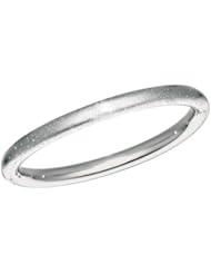 Silver Rhodium Plated Polish Textured Square Tube Like Slip On Bangle With Stardust
