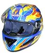 Large Blue Flames Full Face Dot Motorcycle Helmet