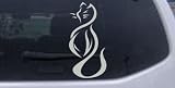Tribal Cat Animals Car Window Wall Laptop Decal Sticker -- Silver 20in X 9.6in