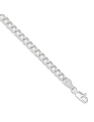 Sterling Silver 5mm Polished Double Link Charm Bracelet