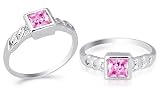 Princess Cut Pink Cz Ring Sterling Silver Size 8