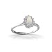 14K White Gold Genuine Oval Opal and Diamond Ring - Size 8