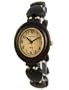 Tense Solid Dark Sandalwood Ladies Round Heart Stretch Band Wood Watch L7007D