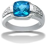 Ladies 14KT Diamond and London Blue Topaz Ring