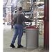 Justrite 26412 Cease-Fire Steel Waste Receptacle Drum with Red Steel Head, 12 Gallon Capacity, 14-1/2" OD x 21" Height, Gray