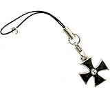 Black IRON CROSS Cell Phone Charm