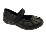 NEW GIRLS LADIES CHILDRENS BLACK SCHOOL SHOES LEATHER MARY JANE VELCRO SIZE 8/26 - 3/36