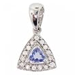 Solid 14KT White Gold Tanzanite Diamond Dangle Pendant