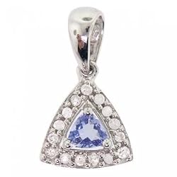 Tanzanite & Diamond Dangle Pendant in Solid 14K White Gold