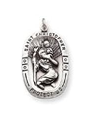 St. Christopher Sterling Silver 1" Medal on 24" Steel Chain