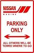NISSAN MARINE PARKING ONLY boat street sign