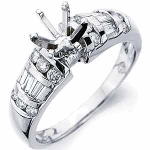 14K White Gold Sleek Diamond Engagement Ring, Semi-Mount Setting