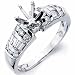 14K White Gold Sleek Diamond Engagement Ring, Semi-Mount Setting