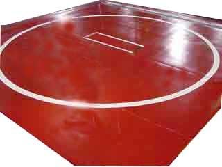 Wrestling Mat - New, 12'x12' (One Piece), Mat:Red, Markings:Black, 1.25" - One Piece