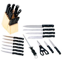 New Maxam 15pc Heavy Gauge Full Tang Cutlery Set Shears Knives Custom Wood Block Gift Boxed