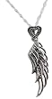 Simply Stunning 925 Sterling Silver Single Angel Wing & Heart Pendant & Necklace