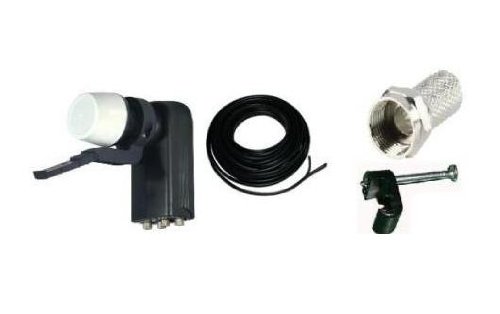 Sky Upgrade Kit, Quad LNB, 30m Twin Digital Cable in black, clips etc by Aerials, Satellites & Cables
