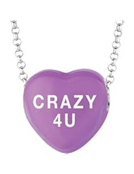 Sweethearts Enamel "Crazy 4 U" Heart on 16" Necklace Pendant with Gift Box