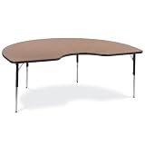 Virco 4000 Series Activity Table, Kidney Shape, 72w x 48d x 22 - 30h, Medium Oak