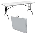 6' Portable Plastic Banquet Table WHITE - Folds in Half