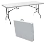 FOLDING TABLE 6' EASY CLEAN PLASTIC TOP POWDER COATED STEEL LEGS FOLDABLE WITH CARRY CASE WHITE