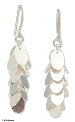 Sterling silver dangle earrings, ‘Joyous Dancer’ – Handmade Sterling Silver Waterfall Earrings