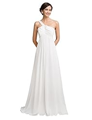 Chiffon Flared-Skirt One Shoulder Ruched Wedding Party Dress 