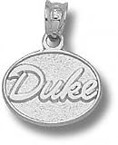 Duke Blue Devils Solid Sterling Silver Script Oval ''DUKE'' 5/16'' Pendant