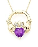 14k Gold Amethyst Claddagh Pendant