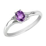 Amethyst Ring with Diamonds in 10K White Gold