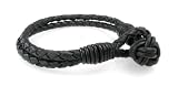 Black Woven 2-Cord Leather Bracelet With Chinese Knot - Length 7.5