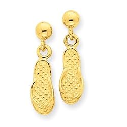 14k Gold Flip Flop Dangle Post Earrings