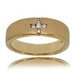 White Diamond Brushed Cross Ring Crafted in 14K Rose Gold