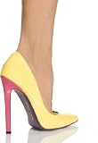 Hottie The Highest Heel Yellow Patent P.U. with Fuchsia Heel and Turqouise Sole Size: 6
