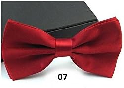 11 Colors Classic Solid Tuxedo Neck Bowtie Wedding Adjustable Mens Bow Tie T001 Color: Dark Red-07