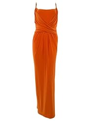 Apparel: Draped Beaded Brazilian Inspired Jersey Full Length Dress (18, Orange Burst) - Lauren by Ralph Lauren