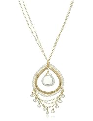 Dana Kellin Milky Quartz Multi Chain Detail with Open Heart-Shaped Pendant Necklace
