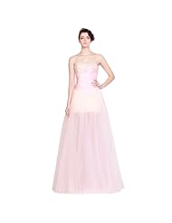 A-line Strapless Sleeveless Organza/Polyester/Tulle Full Length Ruched Beaded Evening Dress/Prom Dress/Party Dress 