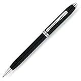 Cross Townsend Black Lacquer/Rhodium Plated Ball-Point Pen with Rhodium Plated Appointments