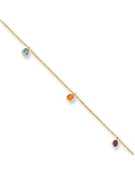 14 Karat Gold And Gemstone Anklet, 9 Inch