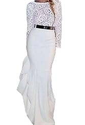 Belted Lace Spring Winter Mermaid Long Sleeves Polyester/Spandex Evening Dress 