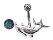 Blue Crystal Ball Dolphin Dolphins Belly Ring Barbell