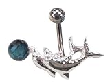 Blue Crystal Ball Dolphin Dolphins Belly Ring Barbell