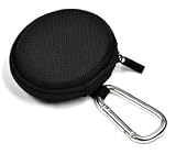 Case Star ® Black EVA Earphone Earbuds Case - Clamshell Style + Silver Climbing Carabiner with Case Star velvet Bag