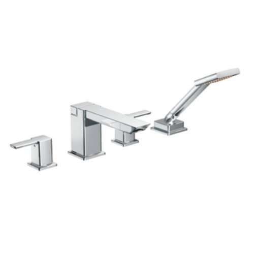 Moen TS904 90-Degree Two-Handle High Arc Roman Tub Faucet and Hand Shower without Valve, Chrome