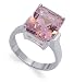 Emerald Cut Pink Cubic Zirconia Band Sterling Silver Ring Size 5 to 10