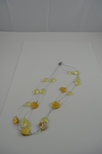 Necklace Double Chain Murano Beads 3 inch extention YELLOW