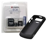 Combo of Black Silicone Skin Cover Case and Kingston 4GB microSDHC Class 4 Memory Card with miniSD, SD Adapter for Blackberry Pearl 8110 8120 8130