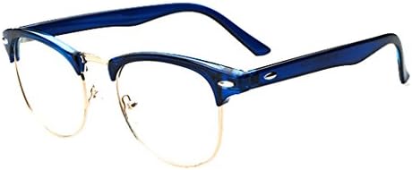 WenVen Vintage Inspired Classic Half Frame Horn Rimmed Clear Lens Glasses(Blue,One Size)